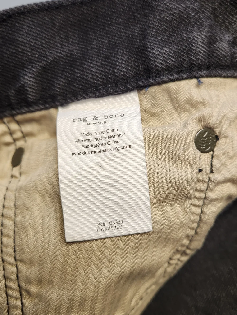 Rag & Bone Black Fit Straight Mens Button Fly Jeans Size 30x30 Excellent Fade